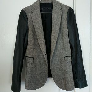 Zara Faux Leather Sleeved Blazer